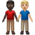 👨🏿‍🤝‍👨🏼 men holding hands: dark skin tone, medium-light skin tone display on Apple